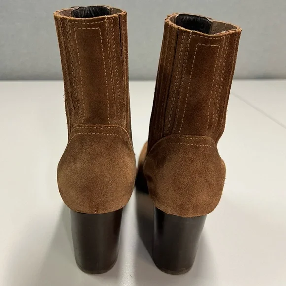 Aquatalia Fayren Suede Ankle Boots Chestnut Size 6